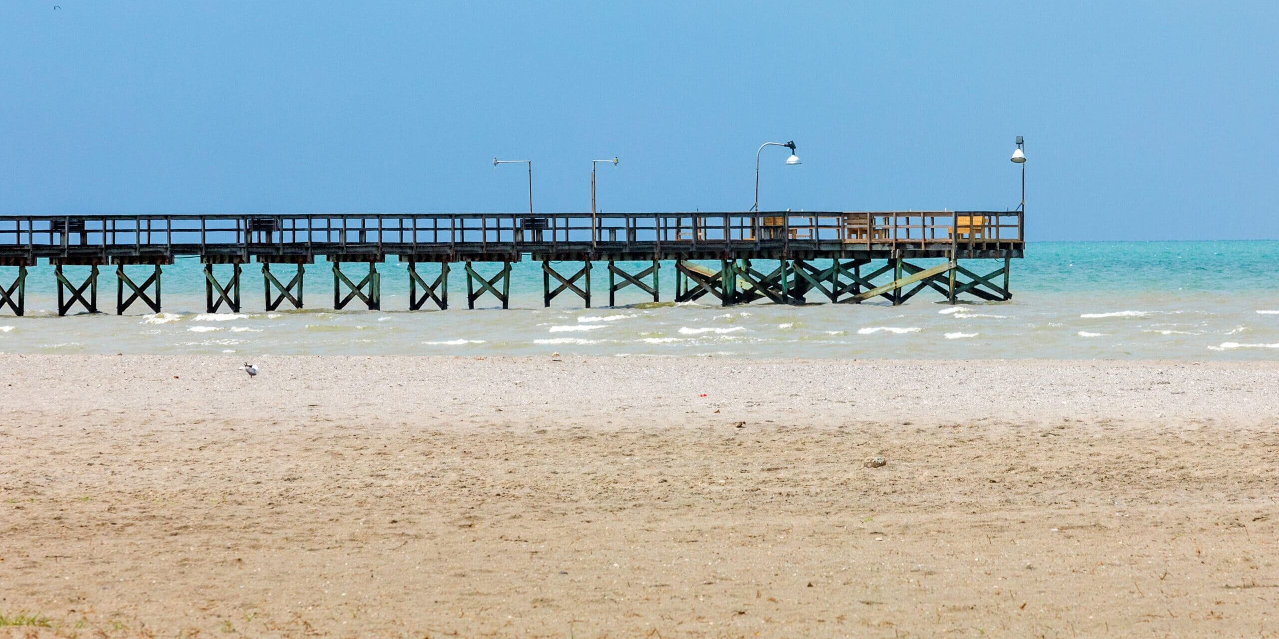 Fishing pier in Port O'Connor Texas. Gulf Of Mexico Fishing pier in Port O'Connor Texas. Gulf Of Mexico