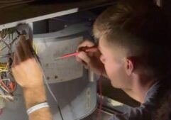 We are checking the electrical components of the system and looking for an electrical signal from the outside unit to communicate to the inside unit to turn on. This is common in our Commercial quarterly services we do for customers.